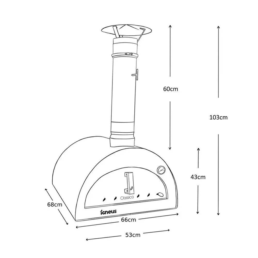 Igneus Classico Pizza Oven Dimensions