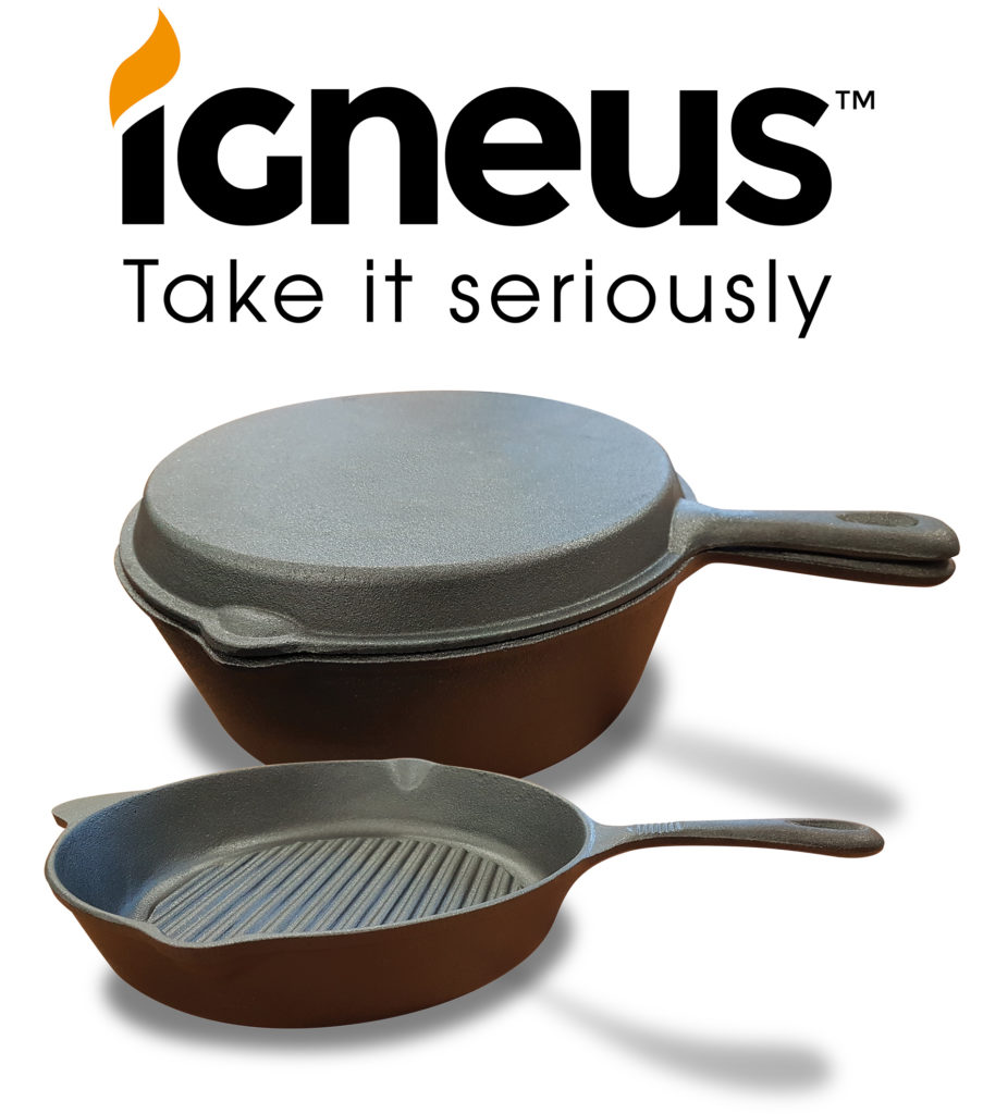 Igneus 3 part cast iron pan set