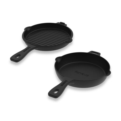 Igneus 2 part cast iron pan set - pizza oven accessories