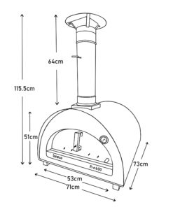 Igneus Pro 600 pizza oven - Measurements - Dimensions