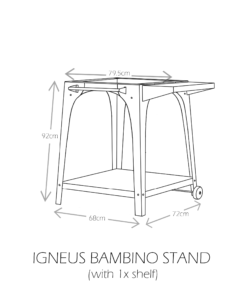 Igneus Bambino stand with 1x shelf - dimensions