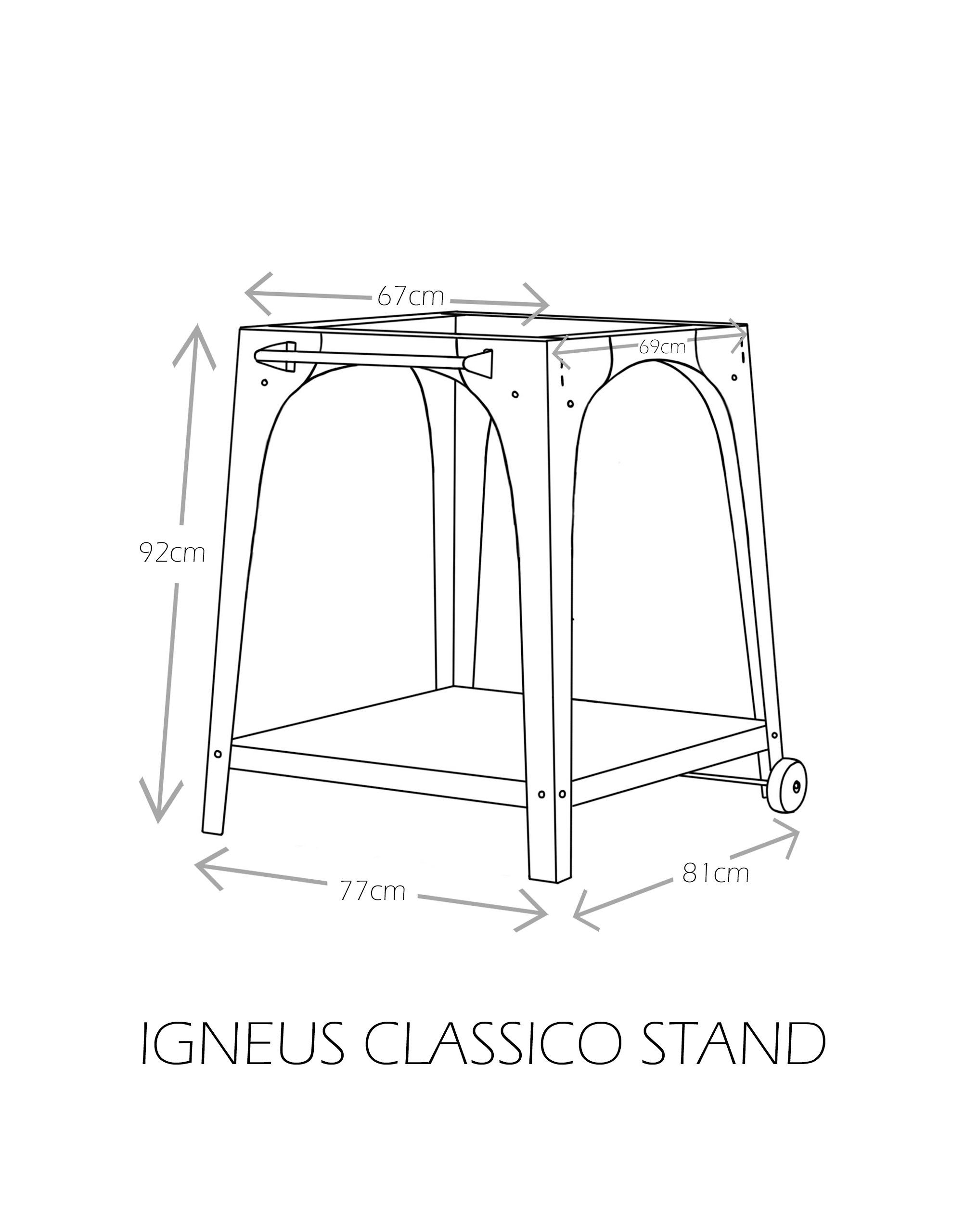 Igneus Classico Stand - Dimensions