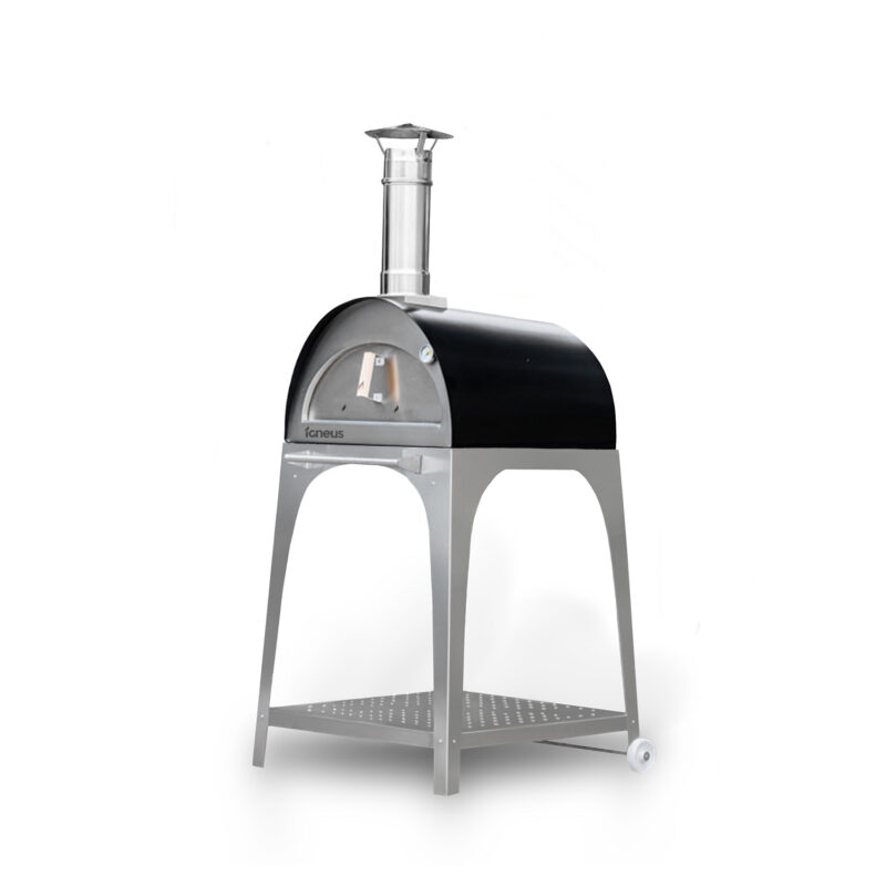 Igneus Bambino wood fired pizza oven with trolley stand - matt black
