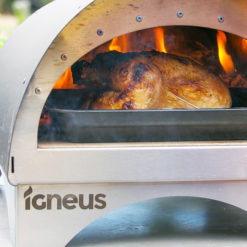 Igneus Minimo wood fired portable garden pizza oven cooking roast chicken