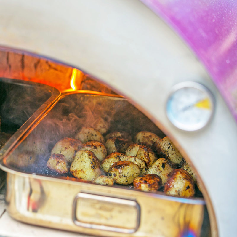 Igneus Classico wood fired pizza oven roast potatoes