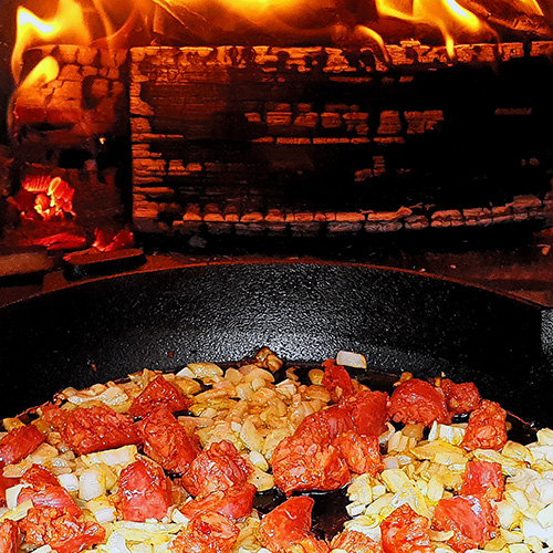 Wood Fired Gnocchi with tomato sauce and Mozzarella