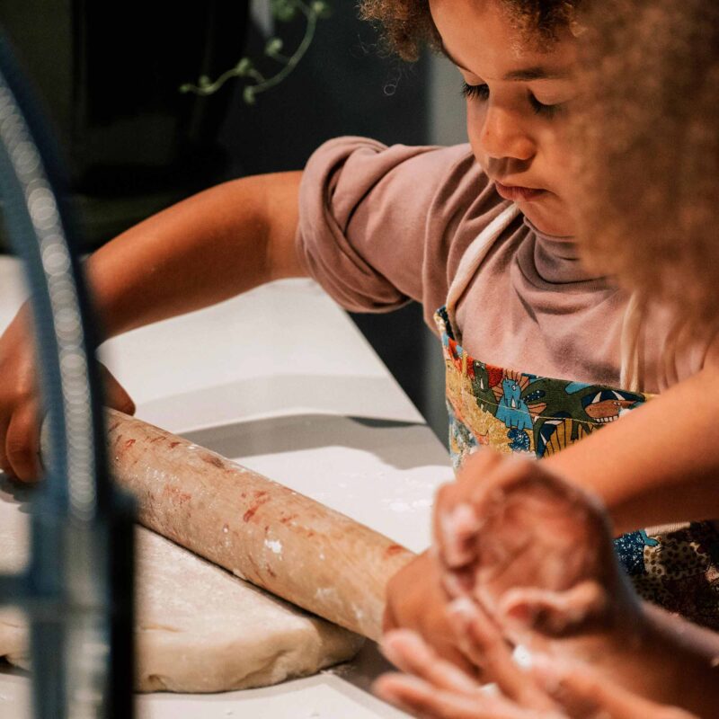 Making pizza with kids - Igneus wood fired pizza ovens uk - rolling dough