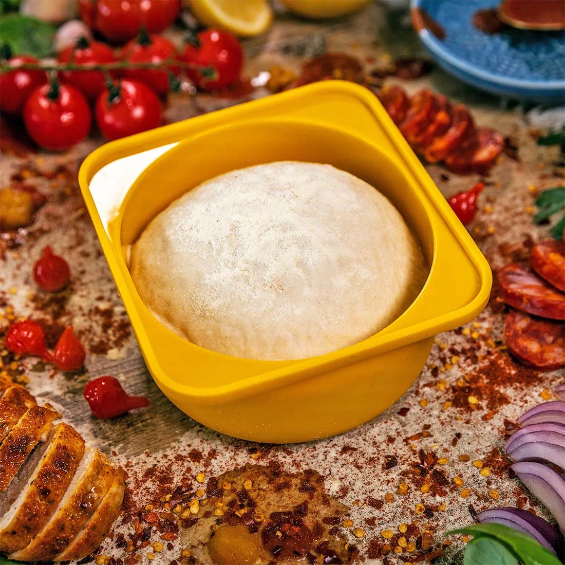 babadoh Pizza Making Accessories | Pizza Dough Proofing Containers with  Lids | Set of 6 | Stackable Dough Trays | Multi Yellow