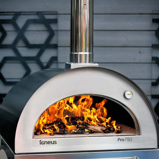 Igneus Pro 750 wood fired pizza oven - outdoor shot - igneus wood fired pizza ovens uk - closer