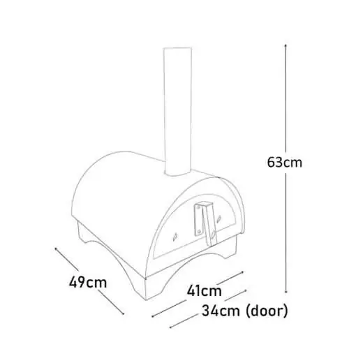 Igneus Minimo wood fired pizza oven - dimensions